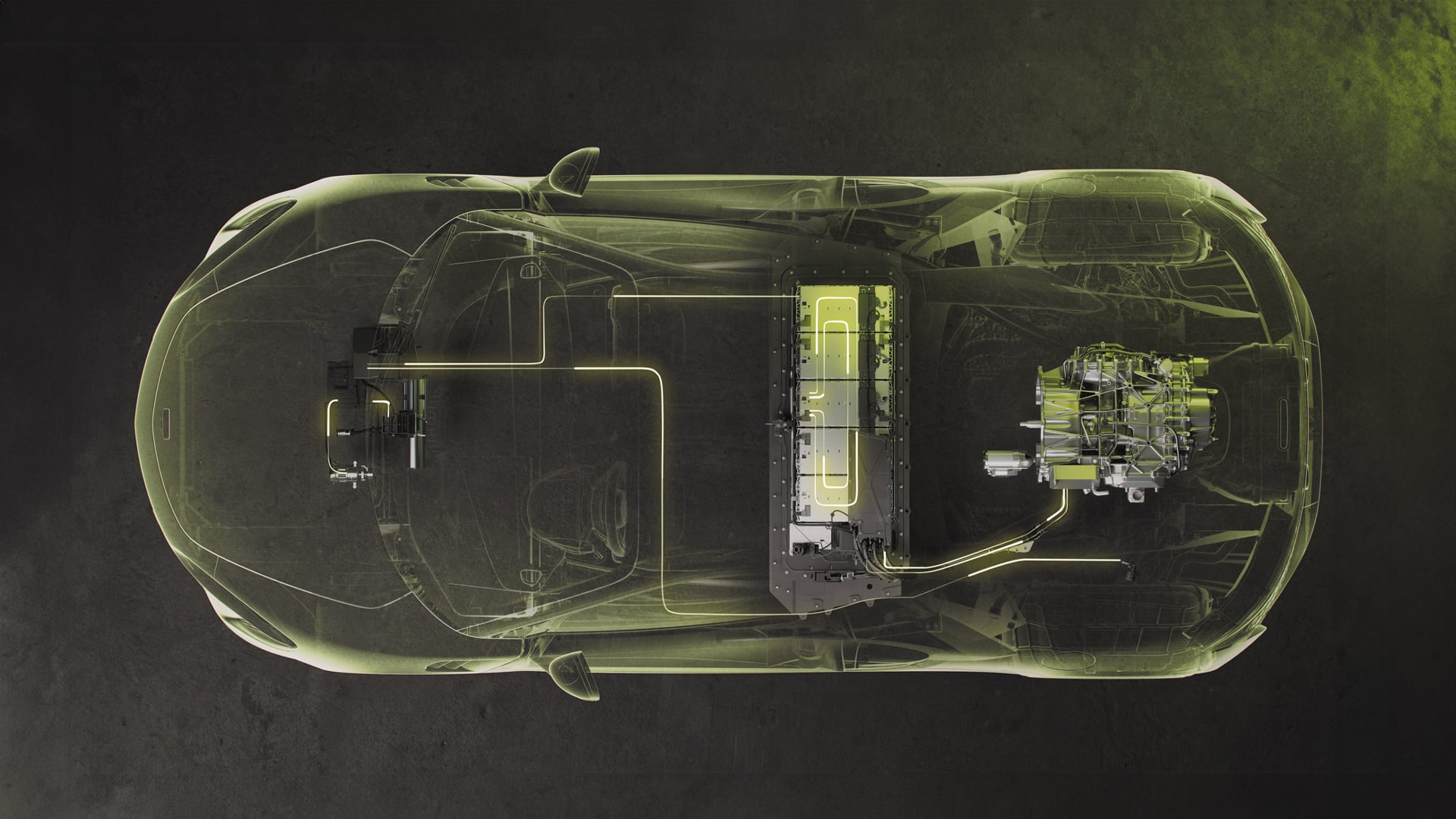 Vue détaillée et technique du moteur hybride exposé d'une supercar McLaren Artura.