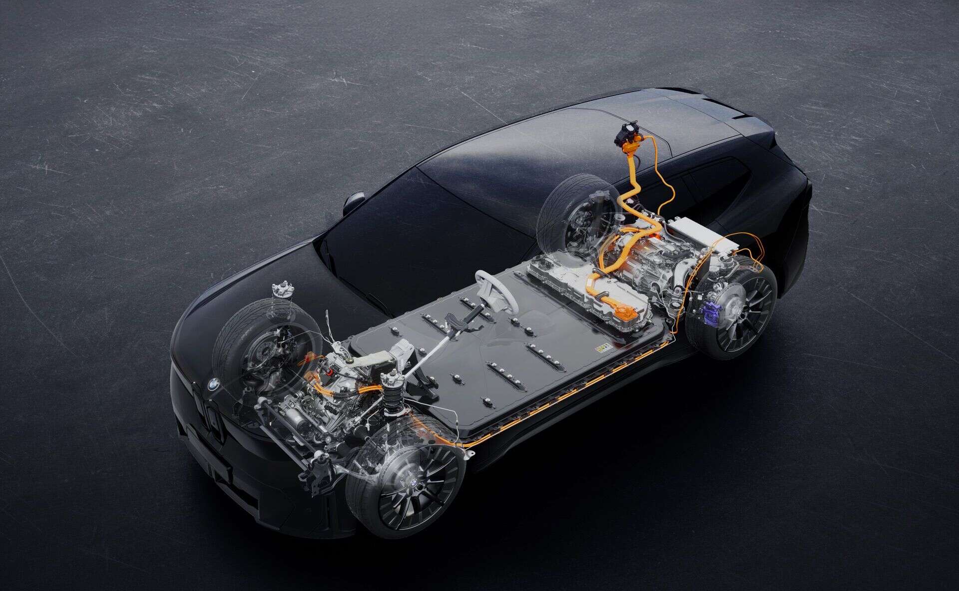 Gros plan sur le port de charge d'une BMW i3 2026, avec un câble de recharge rapide branché, illustrant la technologie 800 volts.