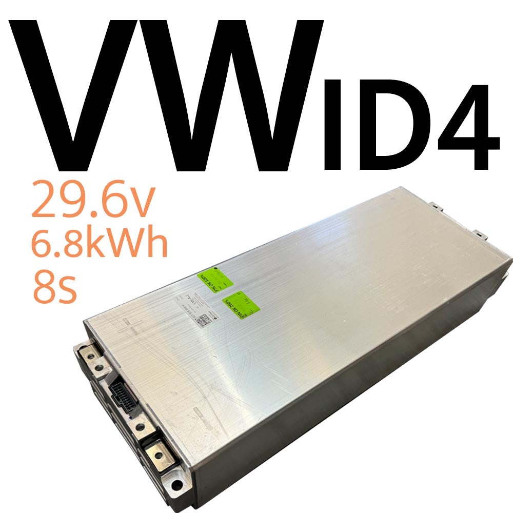 Gros plan sur un module de batterie de Volkswagen ID.Buzz, montrant les cellules et les connexions.
