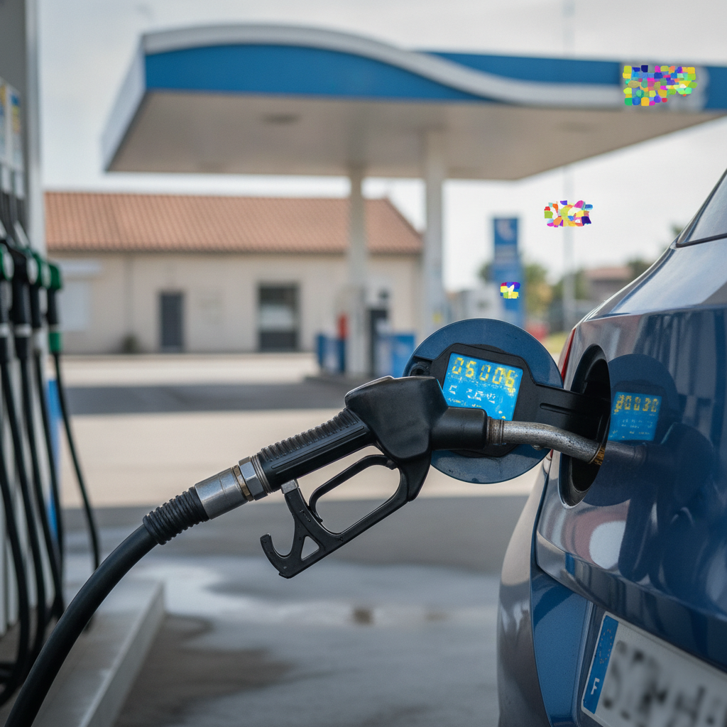 Gros plan sur une pompe à essence affichant un prix élevé, symbolisant la hausse des coûts du carburant en France.