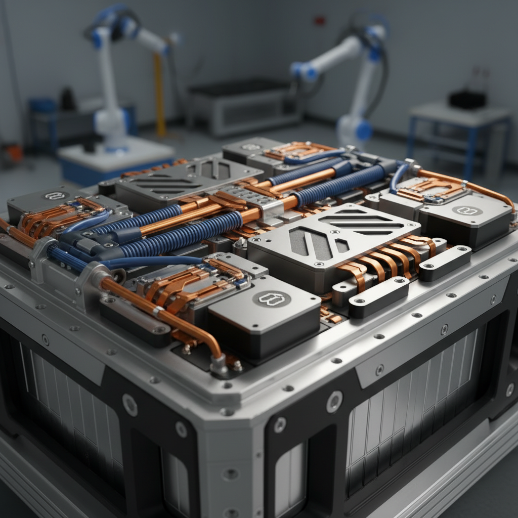 Image rapprochée d'un pack de batteries de véhicule électrique, mettant en évidence sa technologie avancée et sa construction solide.