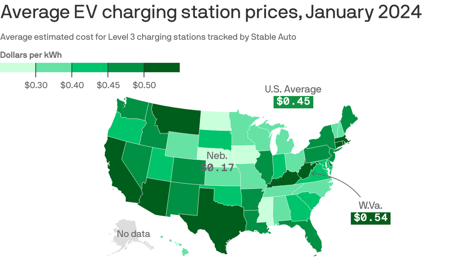 Un écran de borne de recharge de voiture électrique affichant un prix élevé par kilowattheure en 2024.