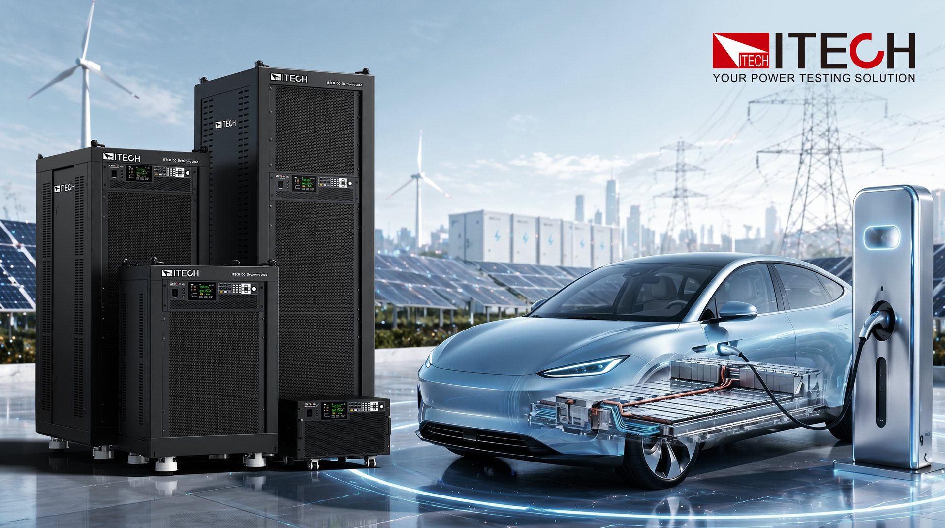 Image d'une borne de recharge ultra-rapide Megawatt Charging System (MCS) connectée à une voiture électrique, avec des câbles épais et un affichage numérique montrant le flux d'énergie.