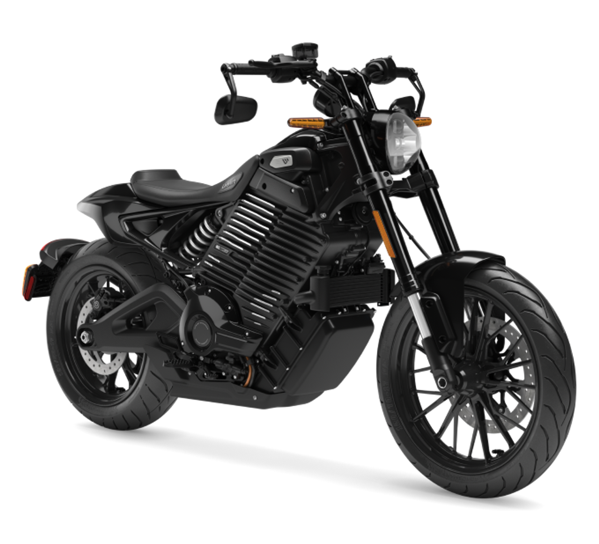 Image rapprochée du moteur électrique et de la batterie du LiveWire S2 Chopper, montrant leur intégration harmonieuse dans le cadre de la moto.