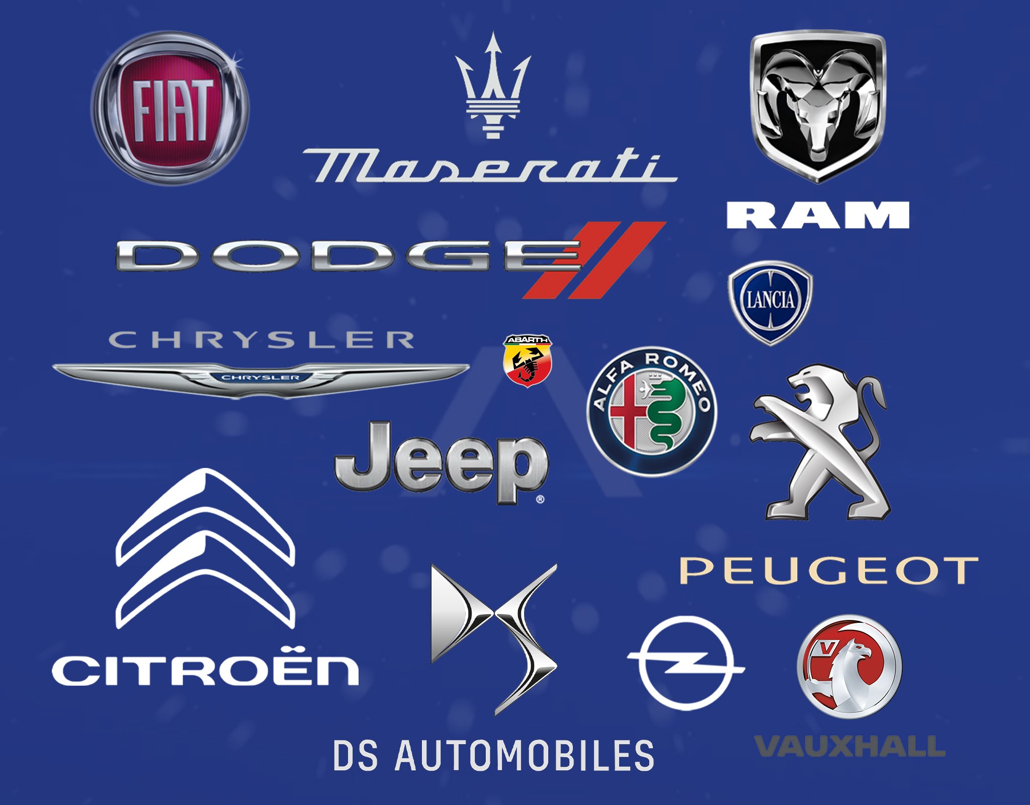 Plusieurs voitures Stellantis de différentes marques alignées, représentant la stratégie hybride du groupe.