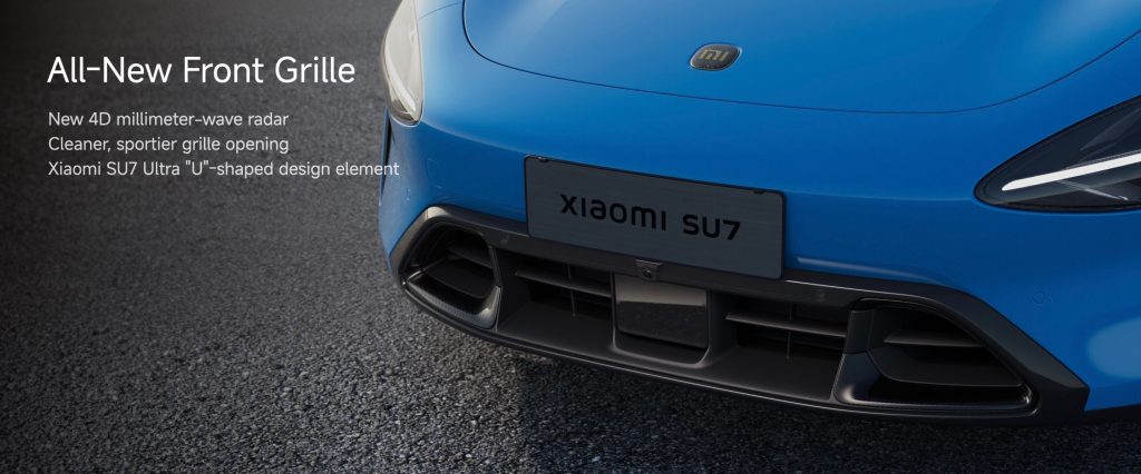 Gros plan sur le capteur LiDAR-NVH de la Xiaomi SU7, illustrant sa technologie de détection avancée.
