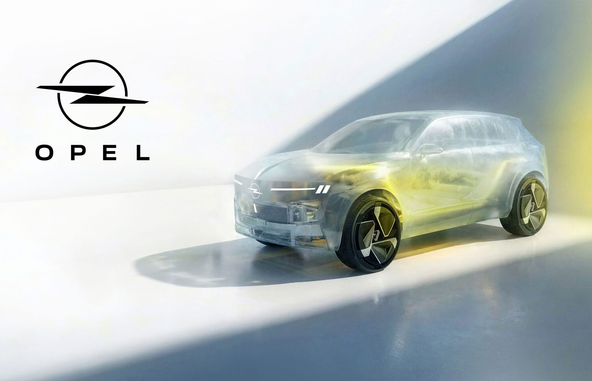 Image d'un concept de SUV électrique Opel de segment C, avec des lignes modernes et un éclairage LED distinctif.