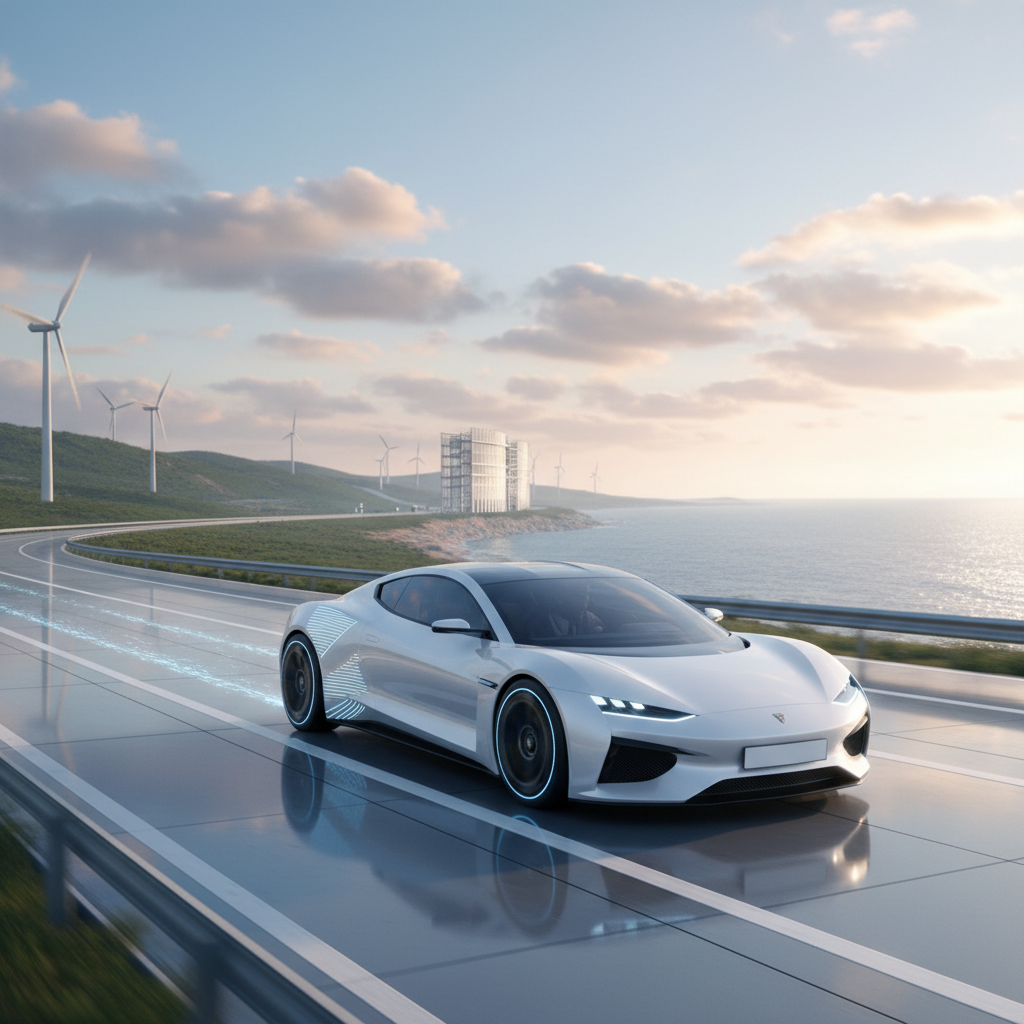 Une voiture électrique roule sur une autoroute, illustrant l'importance de la vitesse pour l'autonomie.