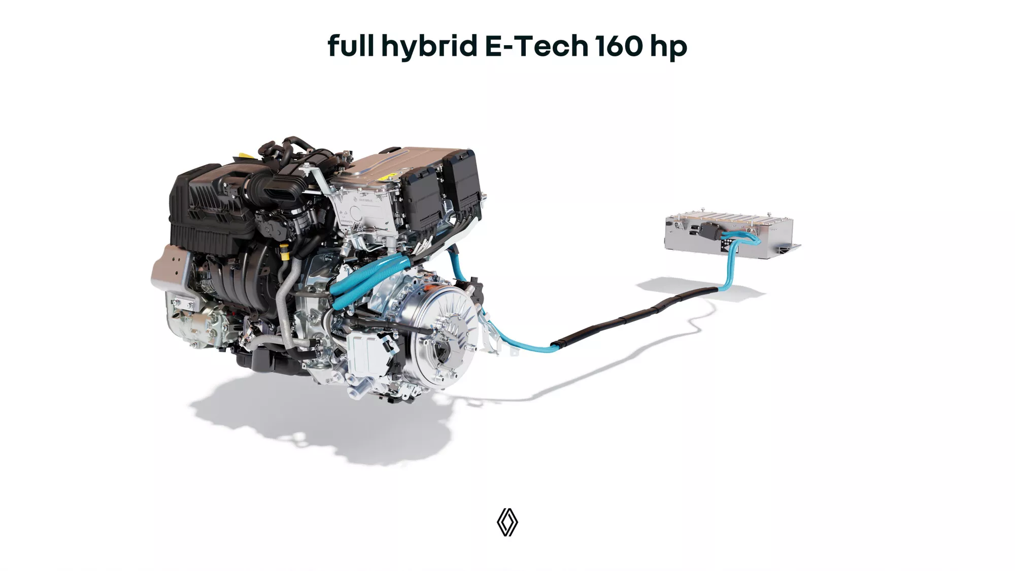 Vue détaillée du compartiment moteur du Renault Filante 2026, montrant le système hybride E-Tech avec le moteur thermique et les moteurs électriques.
