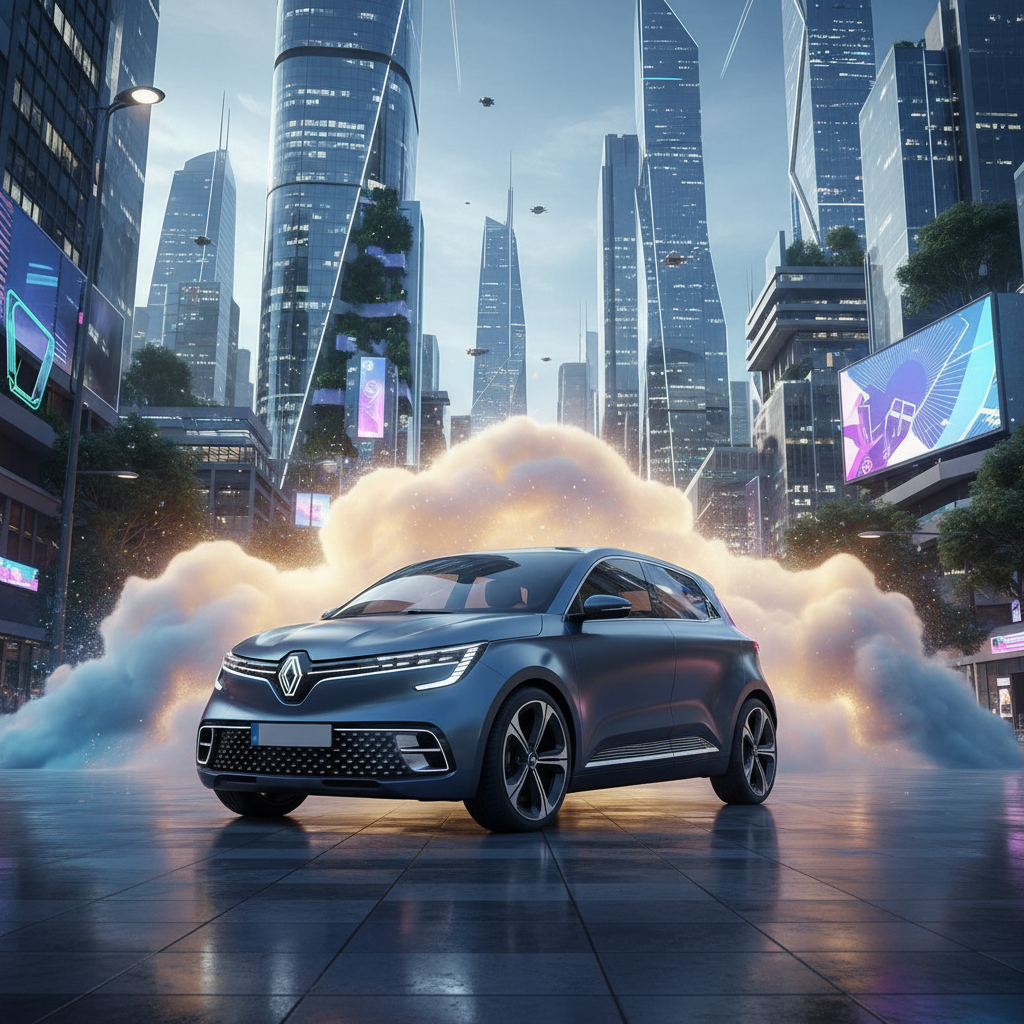 Une voiture électrique futuriste avec un design élégant, garée devant un paysage urbain européen moderne, représentant les incitations financières pour les véhicules électriques fabriqués en Europe.