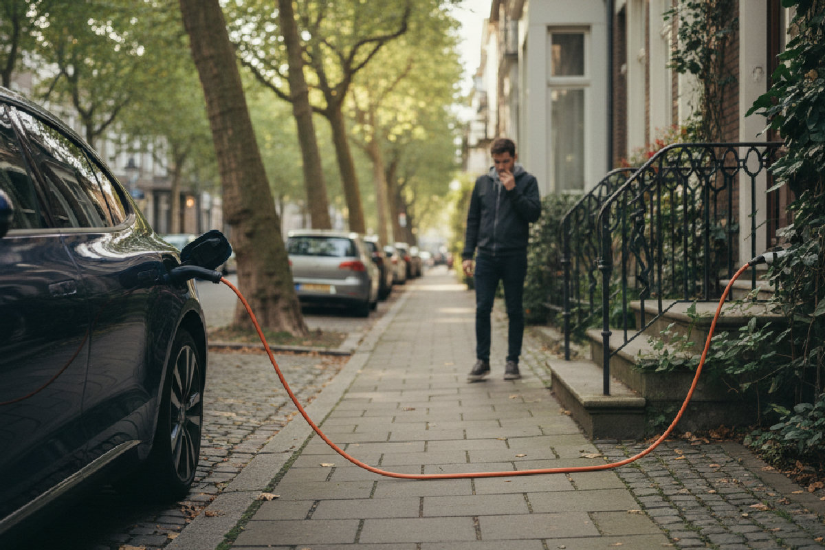 Recharge VE devant chez soi : est-ce légal de brancher sa voiture électrique sur le trottoir ?