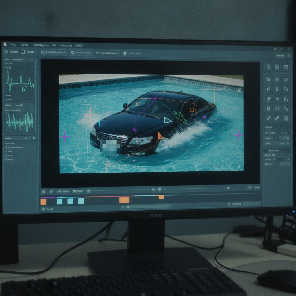 Un écran d'ordinateur affichant un logiciel d'analyse vidéo avec des outils pour examiner les images et les métadonnées.